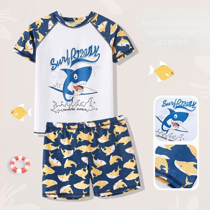 Costum de baie pentru copii, cu imprimeu de delfini și desene animate, stil despicat, costum de baie pentru băieți, de mărime medie și mare, costum de baie pentru bebeluși, în stoc