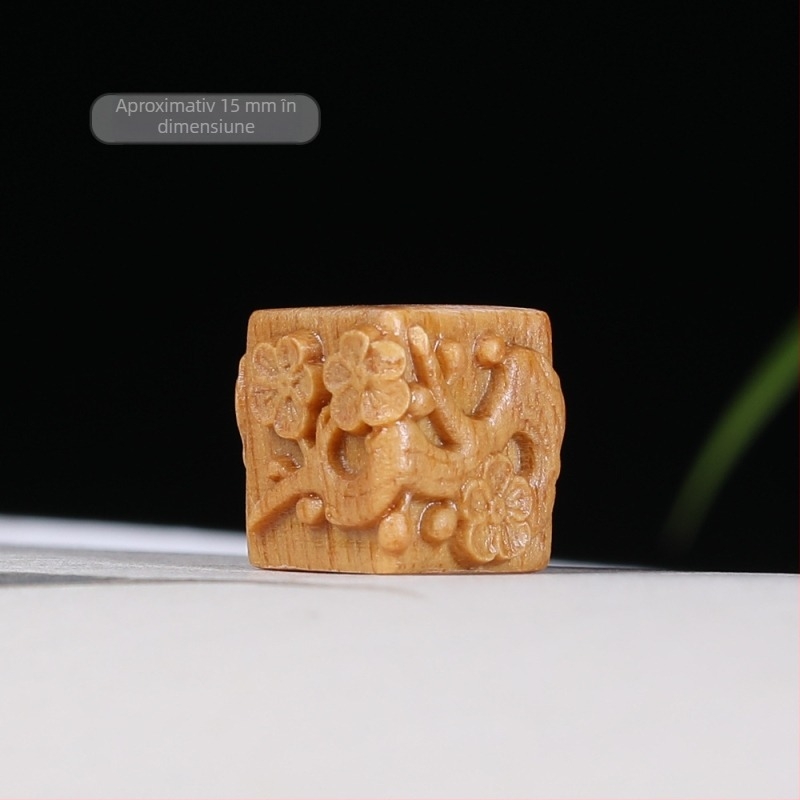 Brățară cu text pătrat, sculptată în lemn de santal, flori de prun, accesorii DIY pentru telefon mobil, pandantiv pentru geantă, en-gros