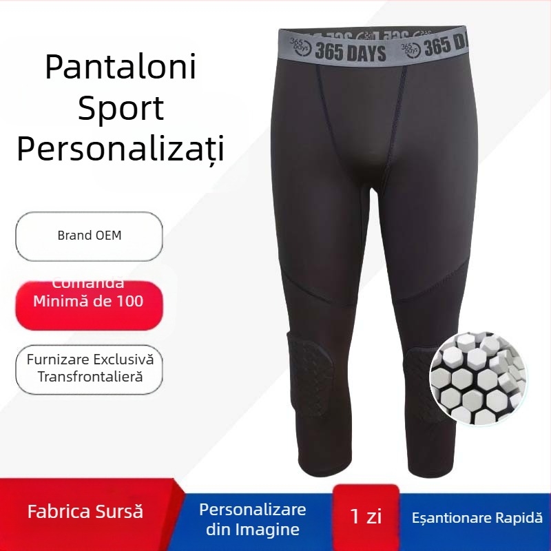 Pantaloni de yoga pentru bărbați, cu elasticitate ridicată, cu uscare rapidă, compresie sport, genunchiere personalizate pentru antrenament de baschet, pantaloni Capri