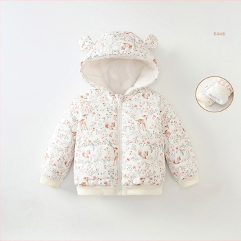 Jachetă de toamnă și de iarnă pentru copii, căptușită cu fleece, caldă, stil cerb, băieți și fete, casual, rezistentă la vânt, cu glugă, îmbrăcăminte pentru copii