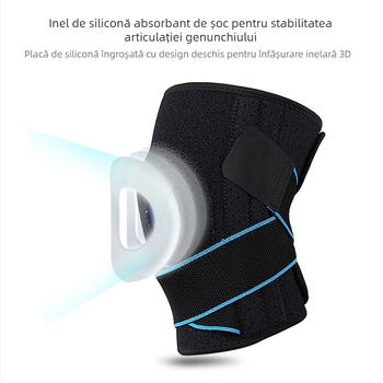 Genunchiere din silicon cu arc, anti-alunecare, respirabile, cu patru arcuri, presurizate, pentru exterior, alpinism, fitness, genunchiere