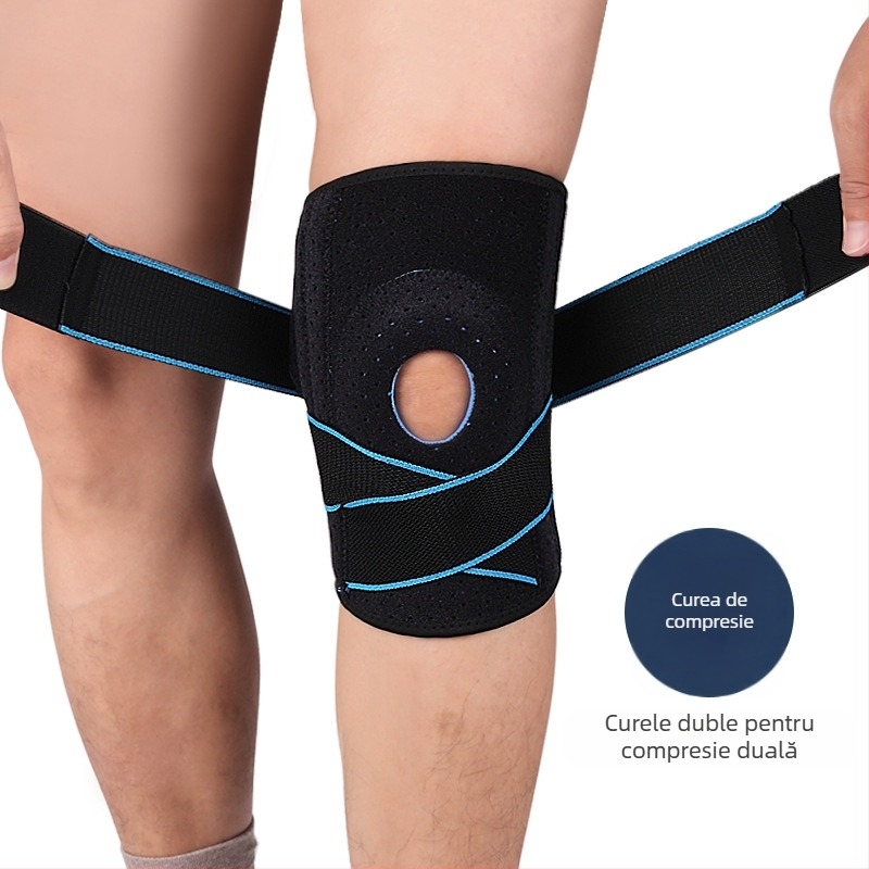 Genunchiere din silicon cu arc, anti-alunecare, respirabile, cu patru arcuri, presurizate, pentru exterior, alpinism, fitness, genunchiere
