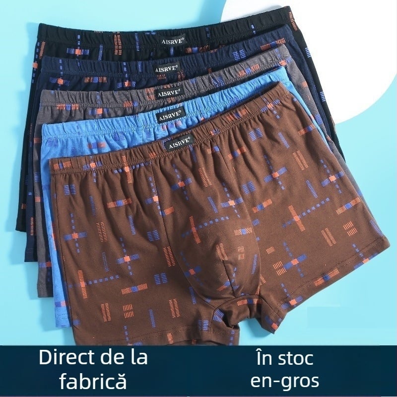 Lenjerie intimă pentru bărbați, boxeri, respirabil, absorbant de transpirație, pantaloni din bumbac, pentru vârstnici și persoane de vârstă mijlocie, vrac, mărime mare, la modă, imprimat, boxeri scurți