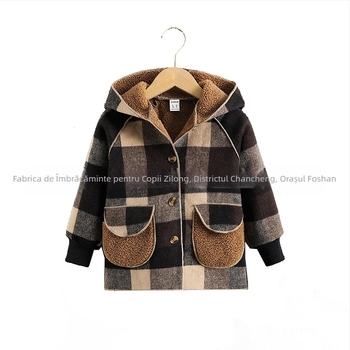 Palton de lână caldă în stil occidental pentru băieți, toamnă și iarnă, 2022, nou, pentru fete, căptușit cu fleece, îngroșat, mediu-lung, cu un singur miel, fleece