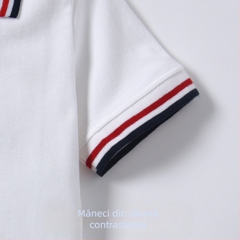 Tricou polo alb pentru copii, cu mânecă scurtă, cu rever, tricou mare pentru copii, din bumbac, fete, de vară, subțire, uniformă școlară, tricou