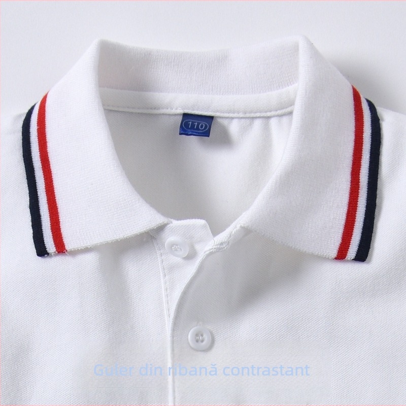 Tricou polo alb pentru copii, cu mânecă scurtă, cu rever, tricou mare pentru copii, din bumbac, fete, de vară, subțire, uniformă școlară, tricou