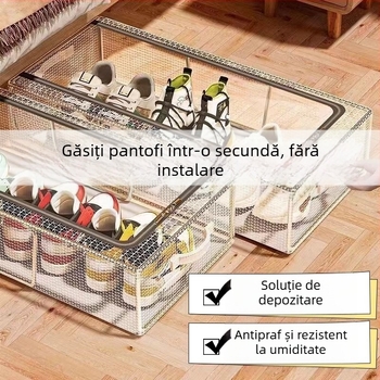 Cutie de depozitare transparentă pentru pantofi, capacitate mare, artefact, economisire spațiu auto, pliabilă, rezistentă la praf, cutie de depozitare pentru pantofi din plastic anti-oxidare