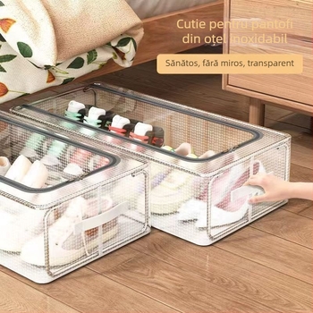 Cutie de depozitare transparentă pentru pantofi, capacitate mare, artefact, economisire spațiu auto, pliabilă, rezistentă la praf, cutie de depozitare pentru pantofi din plastic anti-oxidare
