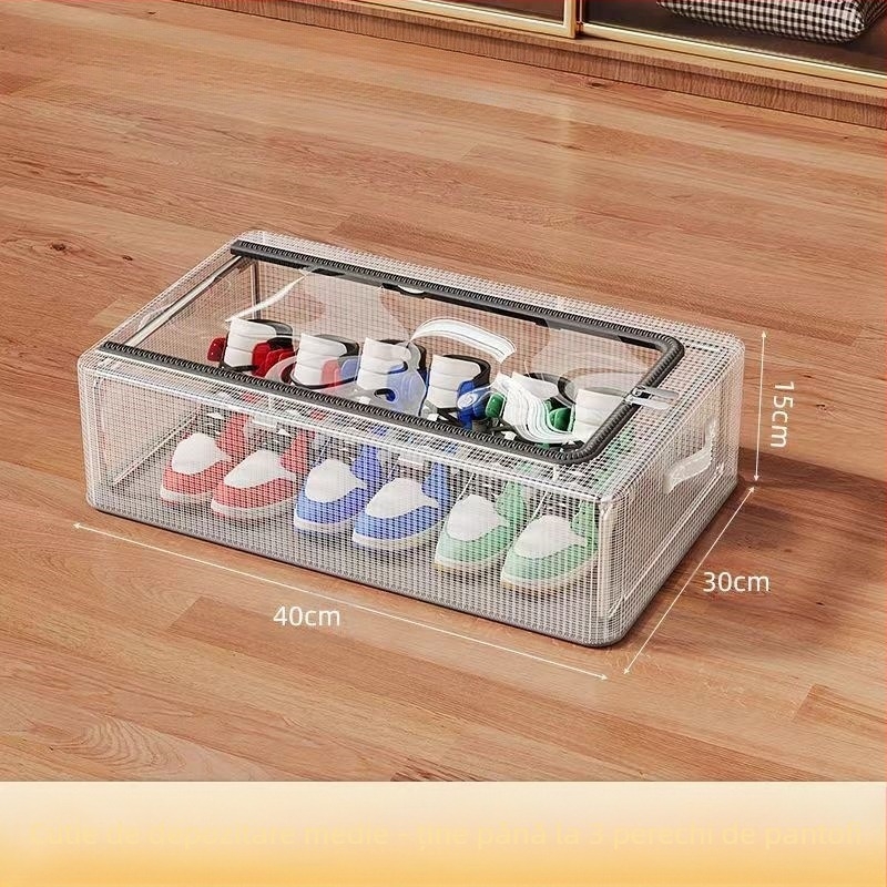 Cutie de depozitare transparentă pentru pantofi, capacitate mare, artefact, economisire spațiu auto, pliabilă, rezistentă la praf, cutie de depozitare pentru pantofi din plastic anti-oxidare