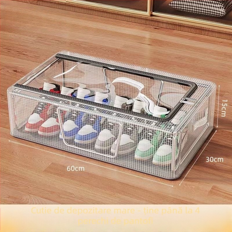 Cutie de depozitare transparentă pentru pantofi, capacitate mare, artefact, economisire spațiu auto, pliabilă, rezistentă la praf, cutie de depozitare pentru pantofi din plastic anti-oxidare