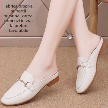 Papuci de vară pentru femei, cu toc jos, respirabili și confortabili, cu jumătate de pantofi, Baotou