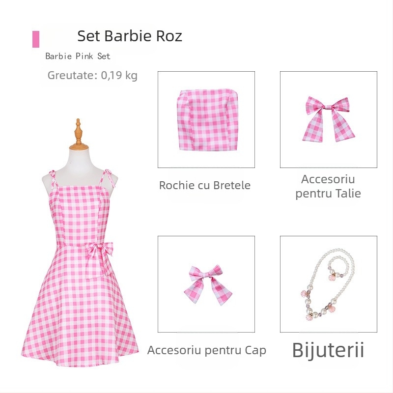 Rochie Barbie cos Rochie Barbie film fierbinte roz Rochie Petrecere cosplay Halloween Rochie de scenă