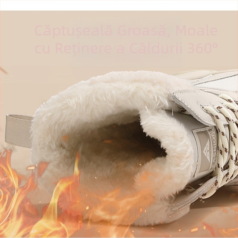 Cizme de zăpadă Harbin pentru femei, căptușite cu fleece și îngroșate, impermeabile și antiderapante, cizme din bumbac cu talpă groasă pentru femei, potrivite pentru temperaturi de până la minus 40 de grade, rezistente la frig