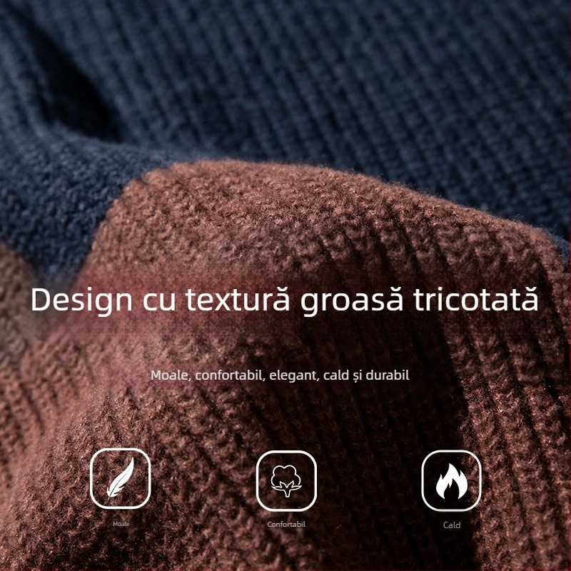 Tricotaje cu textură de îmbinare cu blocuri de culoare pentru bărbați și femei în toamna și iarna, stil nou, stil japonez, vrac, la modă, de brand, tricotaje groase cu ac gros