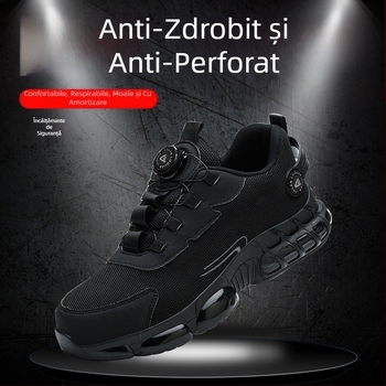 Încălțăminte de protecție a muncii cu nasturi rotativi, încălțăminte de siguranță rezistentă la uzură, antiderapantă, pernă de aer respirabilă, amortizare elastică ușoară, talpă intermediară din Kevlar