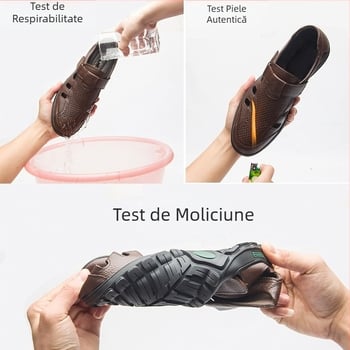 Sandale pentru bărbați 2024 Vara Crocs din piele naturală respirabilă cu goluri, mărime extra mare, sandale pentru tătici de vârstă mijlocie și vârstnici 4748