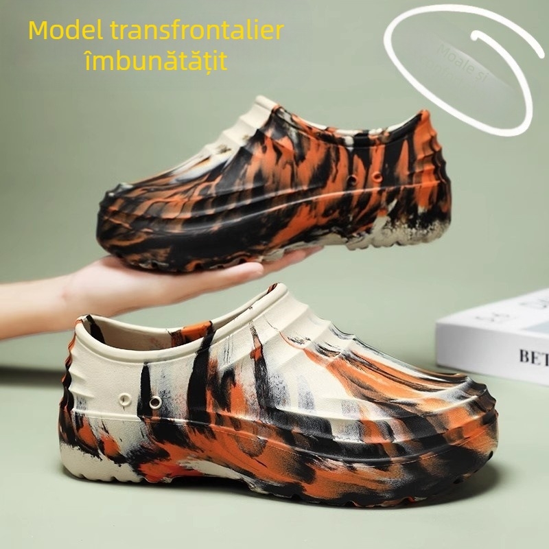 Pantofi de bucătărie pentru bărbați, pantofi de lucru casual pentru iarnă, pantofi sport cu talpă groasă și pedale, o generație de păr