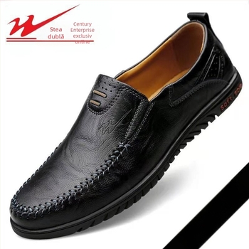 Pantofi sport pentru bărbați Double Star, leneși, fără slip-on, din piele naturală, cu fund moale, respirabili, impermeabili, antiderapanți, casual, din piele