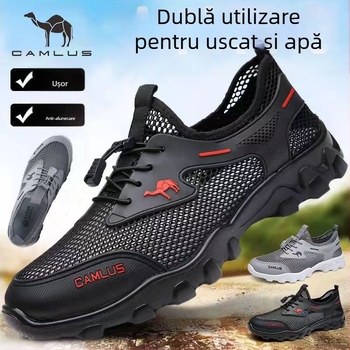 Pantofi de vară respirabili cu plasă, sport, casual, pentru bărbați, cu gaură goală, pantofi de alpinism în aer liber, pantofi anti-alunecare rezistenți la uzură