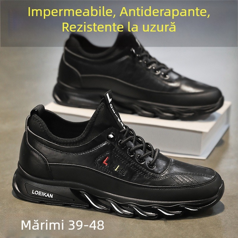 Pantofi sport din piele pentru bărbați, de vară, cu talpă moale, negri, plus mărime, pentru bucătari transfrontalieri, pentru lucru în bucătărie
