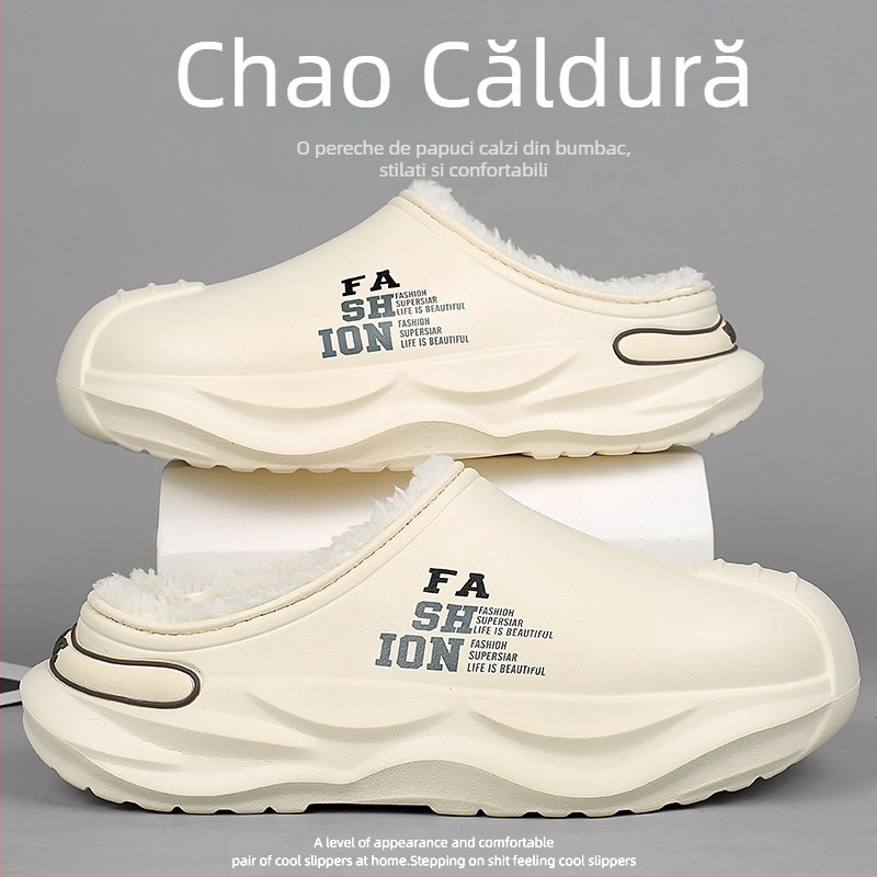 Pantofi de iarnă pentru bărbați, la modă, cu căptușeală din bumbac, cu fund moale, îngroșat, căptușit cu fleece, cald, antiderapant, impermeabil, rezistent la frig, pentru zăpadă