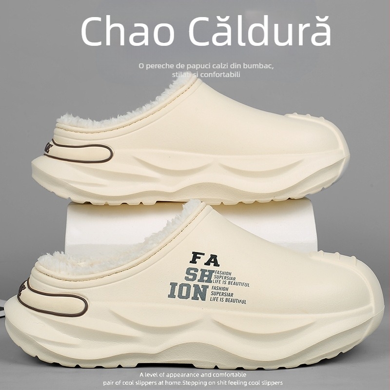 Pantofi de iarnă pentru bărbați, la modă, cu căptușeală din bumbac, cu fund moale, îngroșat, căptușit cu fleece, cald, antiderapant, impermeabil, rezistent la frig, pentru zăpadă