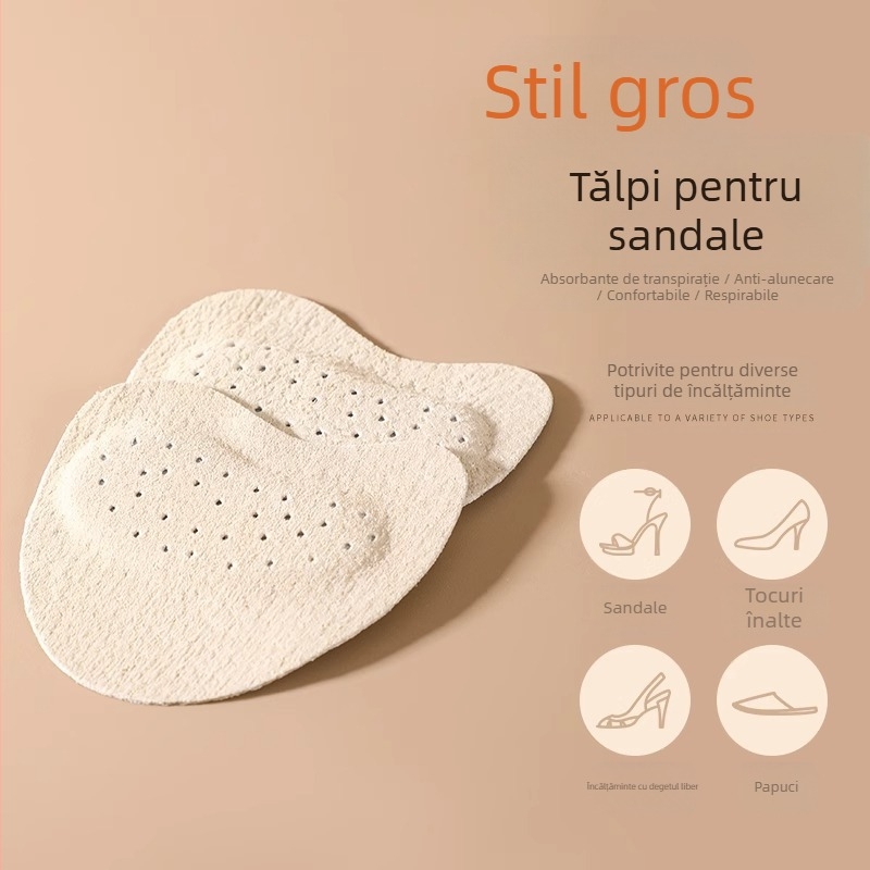 Branturi interioare pentru sandale, tocuri înalte, tampoane pentru partea din față a piciorului, tampoane antiderapante speciale pentru picioare transpirate, artefact autoadeziv invizibil, non-obositor, super moale