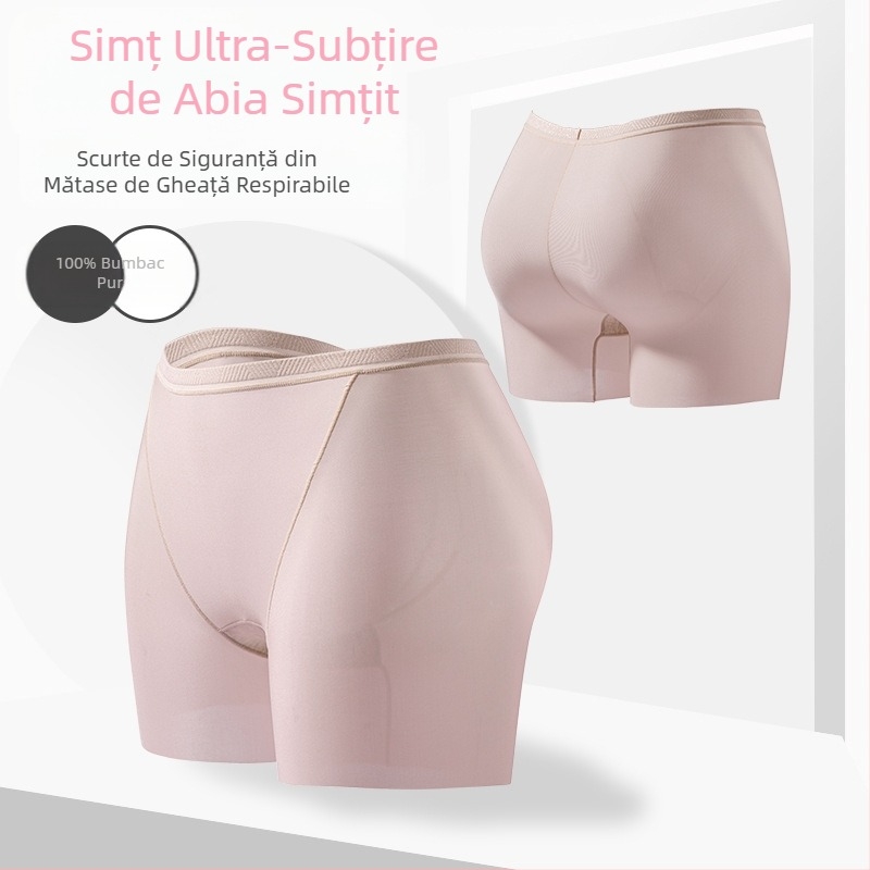 Pantaloni scurți de siguranță pentru femei, anti-expunere, 100% bumbac antibacterian în zona inghinală, respirabili și cu uscare rapidă pentru vară, mătase glacială, colanți de siguranță subțiri