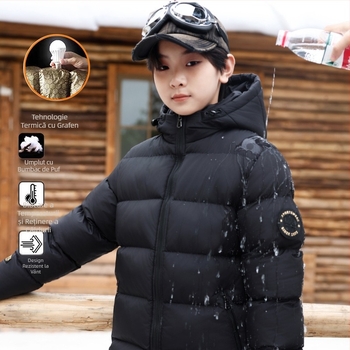 Jachetă de iarnă pentru copii, cu bumbac căptușit, negru, auriu, scurtă, mare, îngroșată, caldă, cu bumbac căptușit, impermeabilă, costum de pâine pentru băieți
