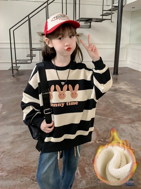 Hanorac pentru fete, primăvară și toamnă 2024, stil nou, mărime medie și mare, pentru copii, primăvară și toamnă și iarnă, top lejer din catifea, comerț electronic transfrontalier