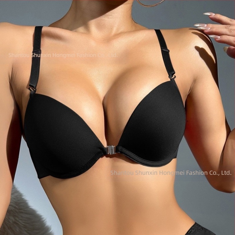 Sutien de vară nou din dantelă fluture frumos spate cataramă față pentru fete sexy fără sudură cu armătură push-up sutien cu cataramă față