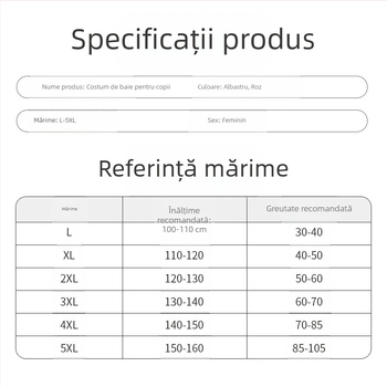 Costum de baie pentru fete, două piese, cu mâneci lungi și pantaloni lungi, pentru copii 4–12 ani