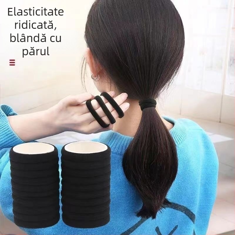 Bandă de cauciuc pentru cap, coarda de păr groasă, elastică și durabilă, celebră pentru Internet, inel de păr negru, simplă, pentru femei