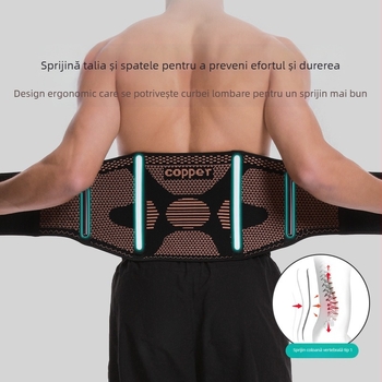 Mașină de tricotat orizontală, protecție a taliei cu placă de oțel, cu suport sportiv din cupru, protecție a taliei, fitness, genuflexiuni, ridicare de greutăți, curea de protecție a taliei profesională cu tracțiune puternică