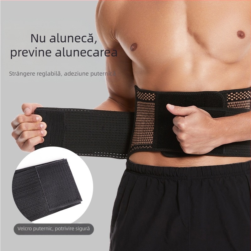 Mașină de tricotat orizontală, protecție a taliei cu placă de oțel, cu suport sportiv din cupru, protecție a taliei, fitness, genuflexiuni, ridicare de greutăți, curea de protecție a taliei profesională cu tracțiune puternică