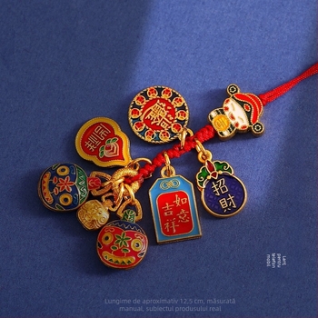 National Tide Vintage nisip auriu zeul bogăției cheie auto pandantiv țesut frânghie geantă dragon agățat email auriu înghițitor bestie breloc