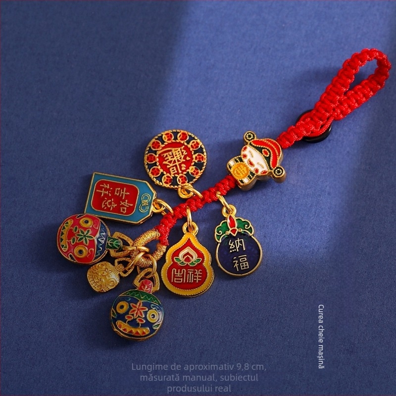 National Tide Vintage nisip auriu zeul bogăției cheie auto pandantiv țesut frânghie geantă dragon agățat email auriu înghițitor bestie breloc