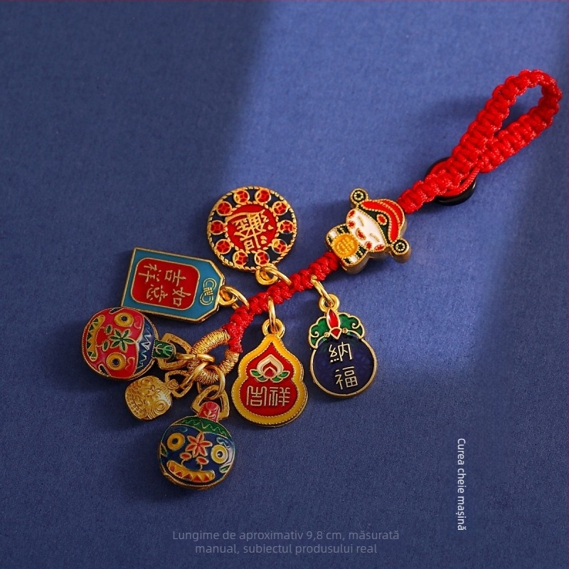 National Tide Vintage nisip auriu zeul bogăției cheie auto pandantiv țesut frânghie geantă dragon agățat email auriu înghițitor bestie breloc