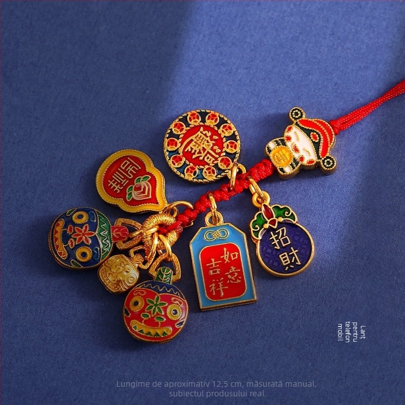 National Tide Vintage nisip auriu zeul bogăției cheie auto pandantiv țesut frânghie geantă dragon agățat email auriu înghițitor bestie breloc