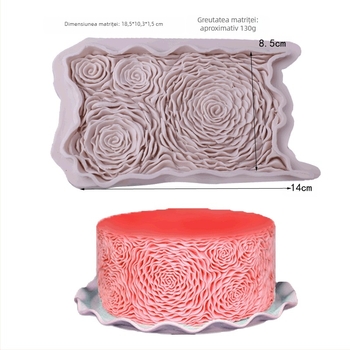 Mucegai din silicon cu flori simulate, trandafir, floare de ciocolată, tort, marginea flip, mucegai decorativ din silicon