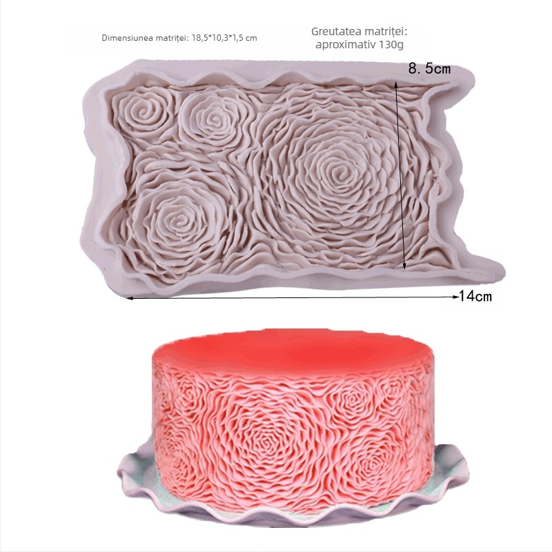 Mucegai din silicon cu flori simulate, trandafir, floare de ciocolată, tort, marginea flip, mucegai decorativ din silicon