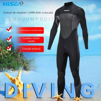 Costum de scafandru Hisea en-gros de 1,5 mm, pantaloni cu mânecă lungă caldă pentru bărbați, costum de surf, costum de scufundări pentru meduze, în stoc