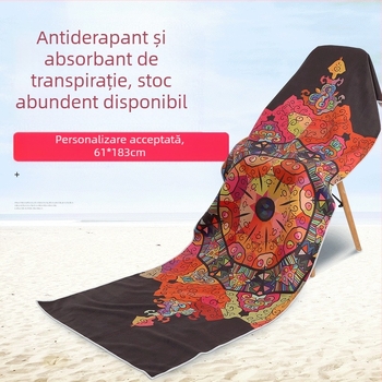 Saltea de yoga din catifea față-verso antiderapantă, imprimată, moale, pentru exerciții de fitness, prosop de yoga din microfibră