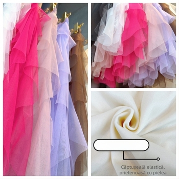 Fustă de lungime medie, neregulată, cu talie elastică, la modă, cu cusături de plasă, din fabrică, en-gros, 2023