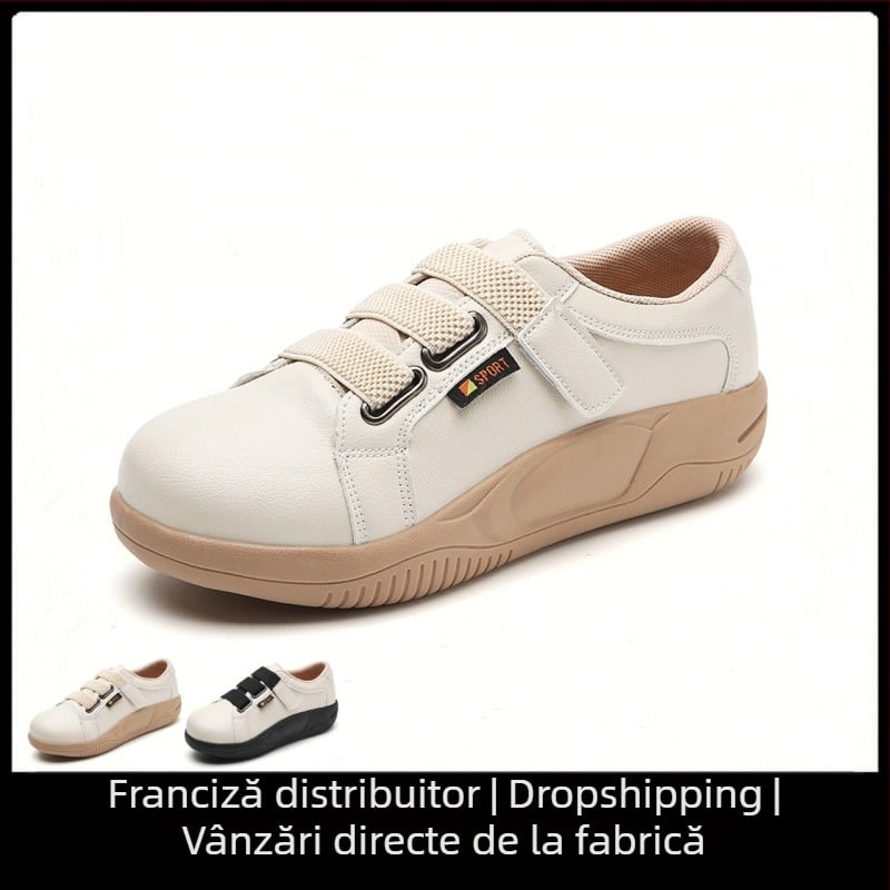 Pantofi sport la modă cu platformă Velcro pentru femei, de primăvară 2024, casual, stil coreean, albi, versatili