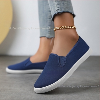 Pantofi de pânză cu toc plat pentru bărbați și femei, stil coreean, cu toc plat, fără slip-on, la modă, albi, noi