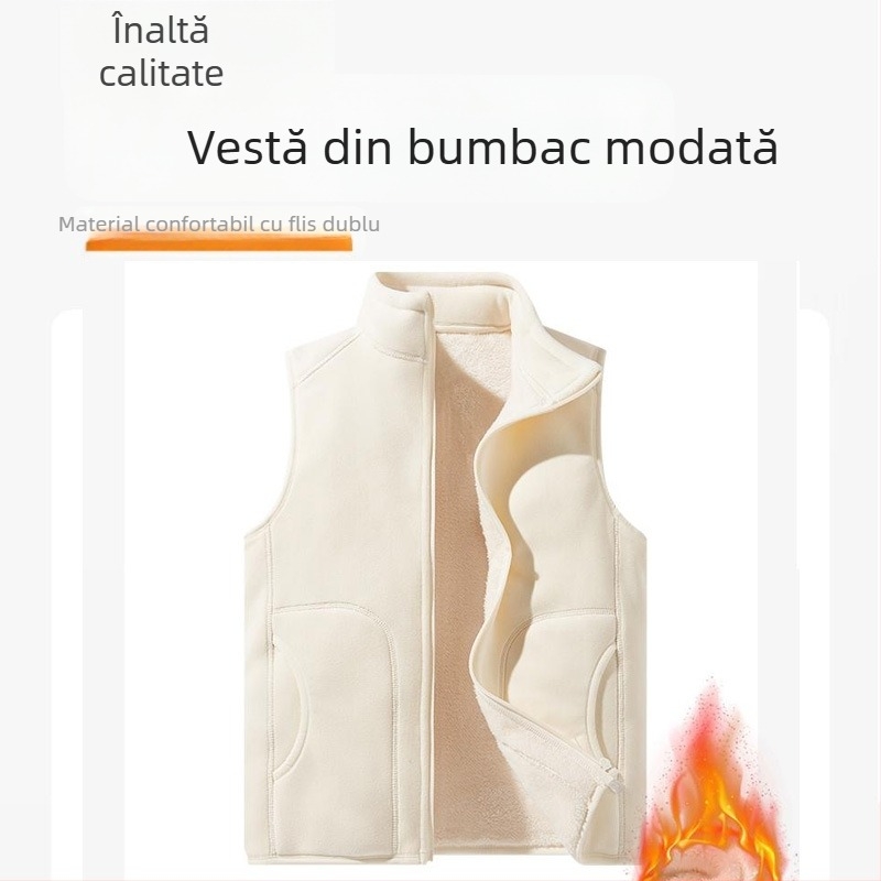 Vestă de fleece personalizată, haine de lucru personalizate, haine de grup, culoare solidă, slim fit, guler vertical, vestă Shake, căptușită cu fleece, vestă îngroșată transfrontalieră
