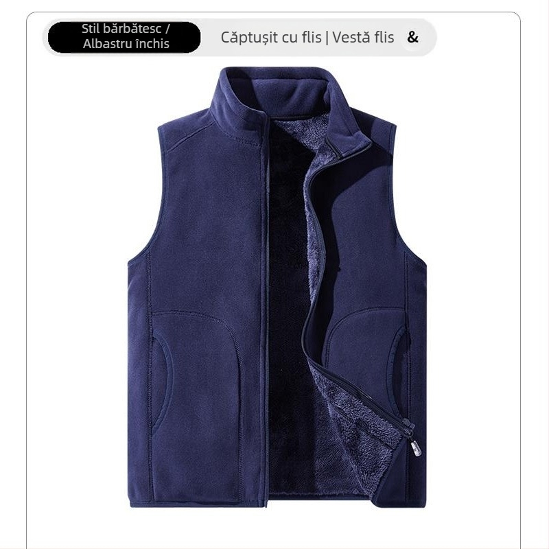 Vestă de fleece personalizată, haine de lucru personalizate, haine de grup, culoare solidă, slim fit, guler vertical, vestă Shake, căptușită cu fleece, vestă îngroșată transfrontalieră