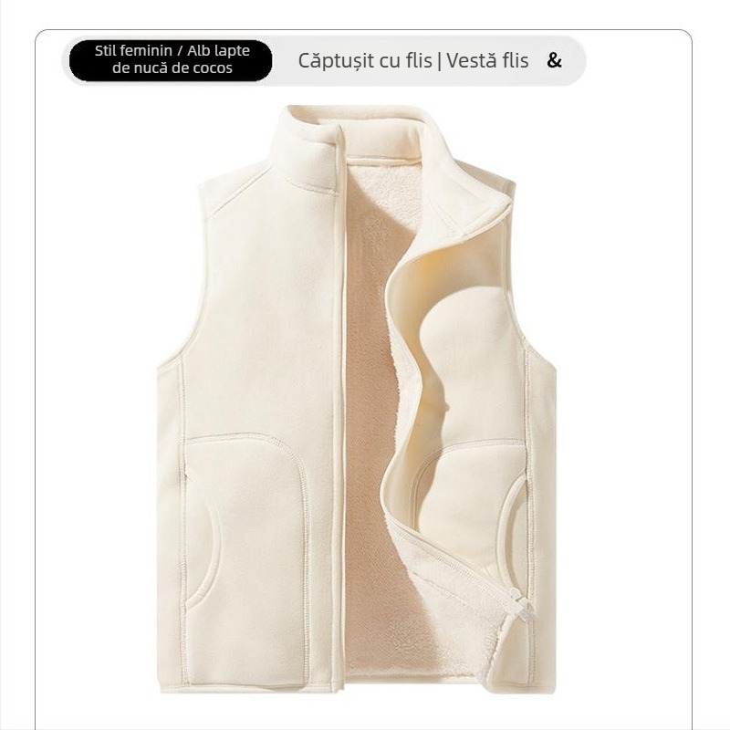 Vestă de fleece personalizată, haine de lucru personalizate, haine de grup, culoare solidă, slim fit, guler vertical, vestă Shake, căptușită cu fleece, vestă îngroșată transfrontalieră