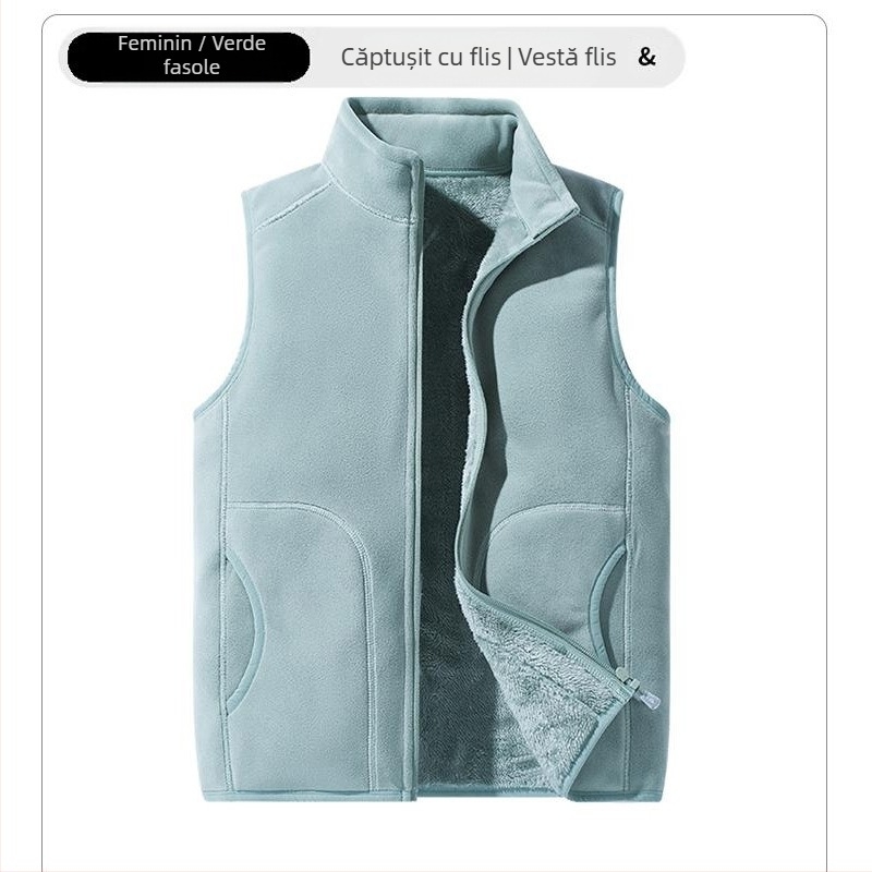 Vestă de fleece personalizată, haine de lucru personalizate, haine de grup, culoare solidă, slim fit, guler vertical, vestă Shake, căptușită cu fleece, vestă îngroșată transfrontalieră